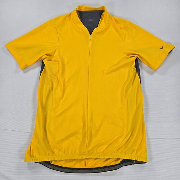 Nike Dri-Fit Yellow Short‎ Sleeve Bike Cycling Zip Up Jersey Men's Size XL - Picture 1 of 9